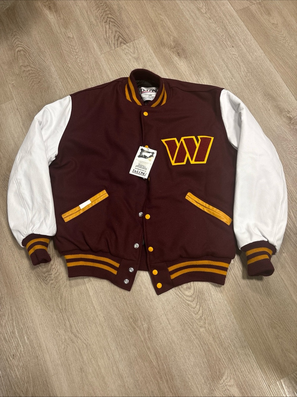 Washington Commanders Wool Logo Letterman Varsity Jacket Size L DeLONG